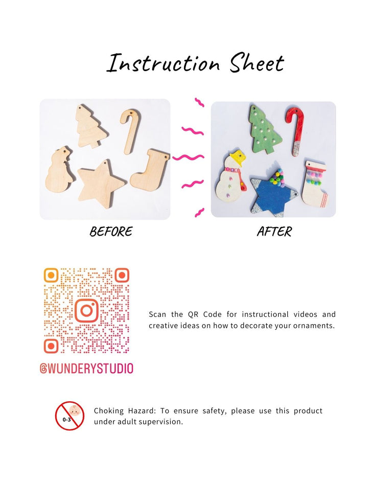 Christmas Ornamental kit for kids. Instructions
