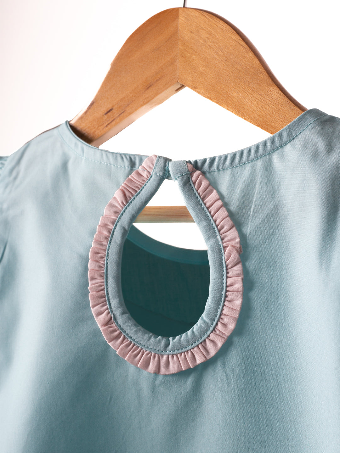 Blue dress for girls. Close up