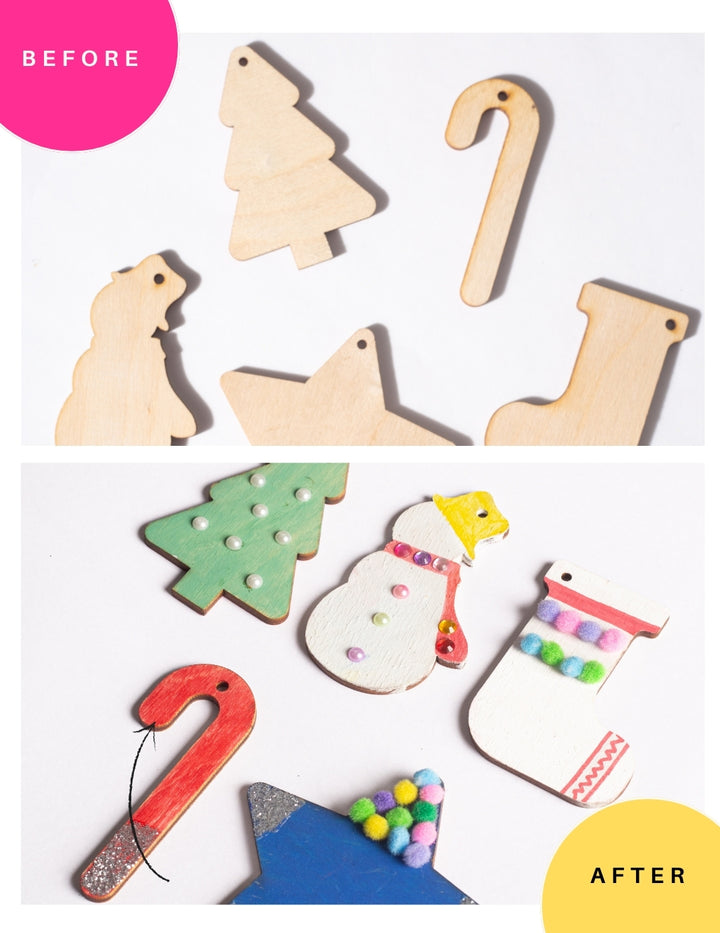 Christmas Ornamental kit for kids. Top Angle