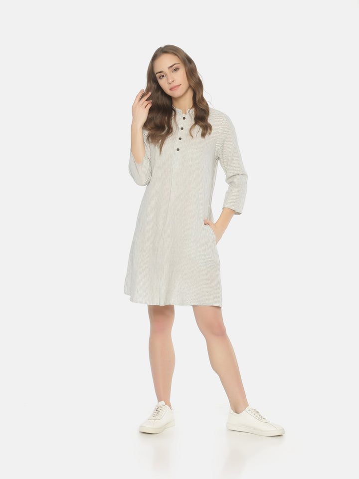 Label Y Looms Mini Dress Shirt Pleat Dress - White