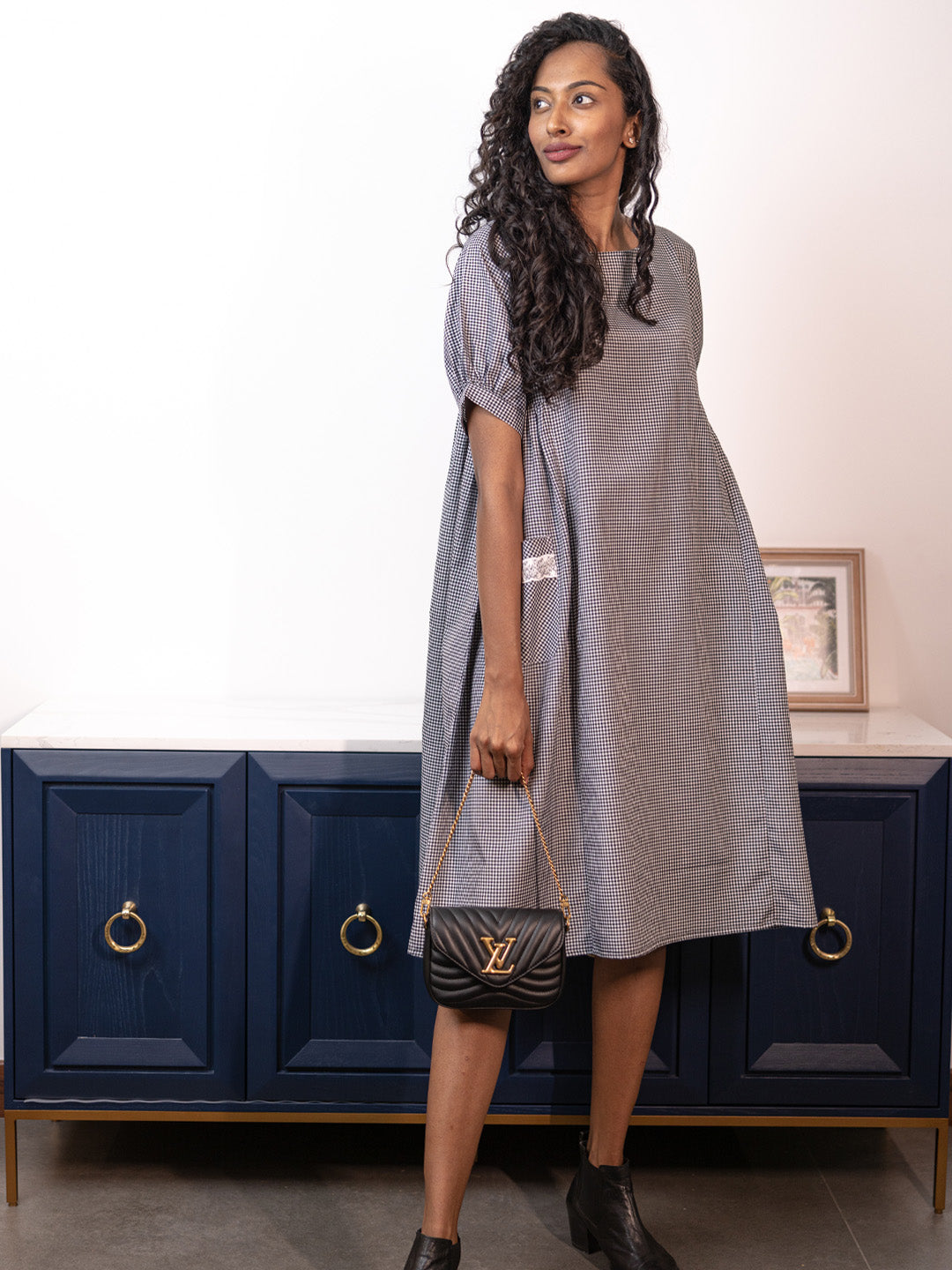 ワンピース Pantheon Checked Knit Dress gray Pantheon Checked Knit Dress - gray / S