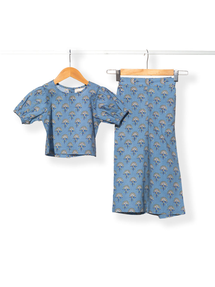 Soft Blues - Girls Cotton Co-ord Set