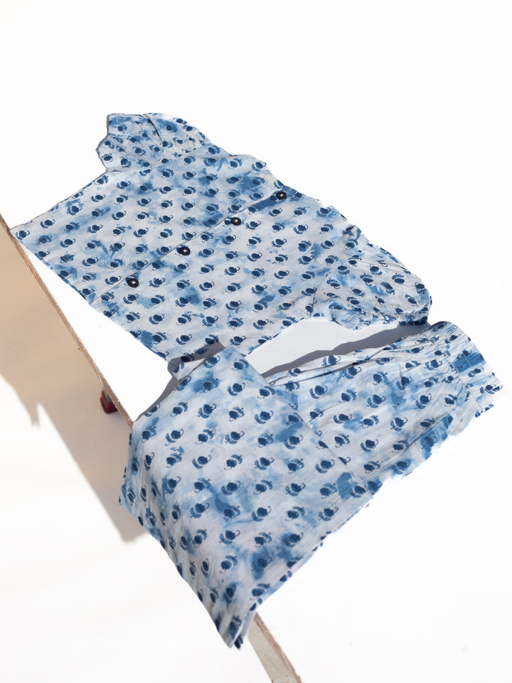 Azure Bloom - Girls Cotton Co-ord Set