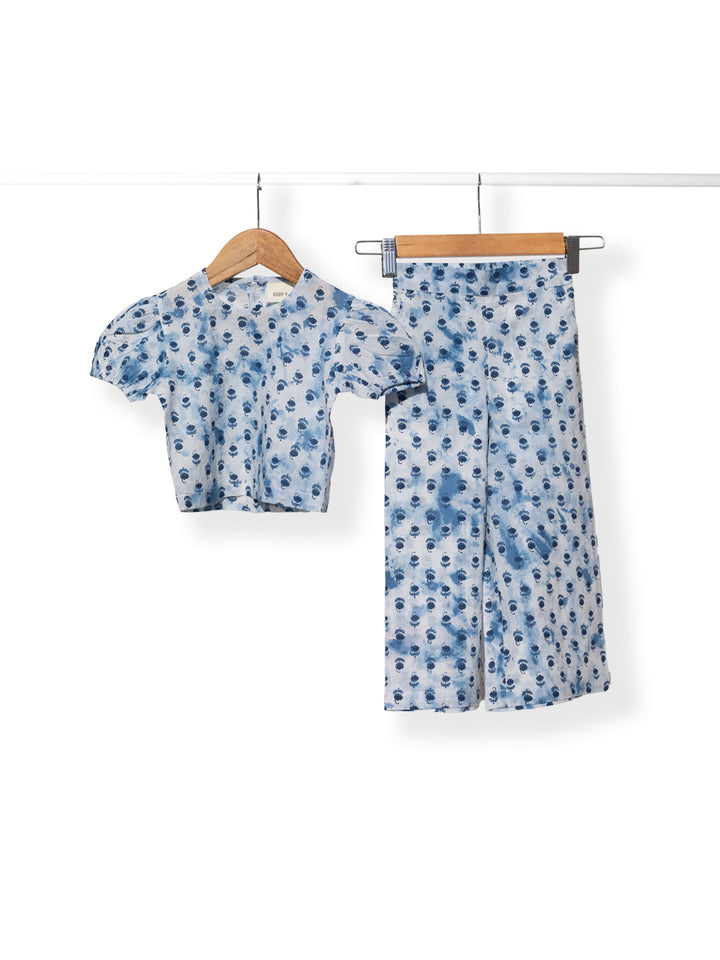 Azure Bloom - Girls Cotton Co-ord Set