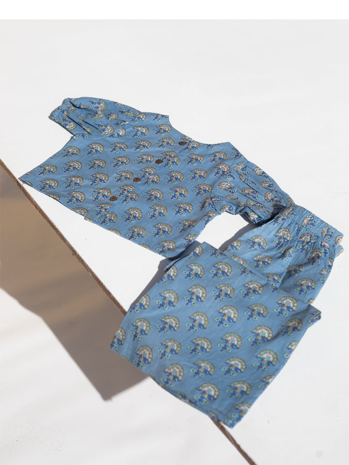 Soft Blues - Girls Cotton Co-ord Set