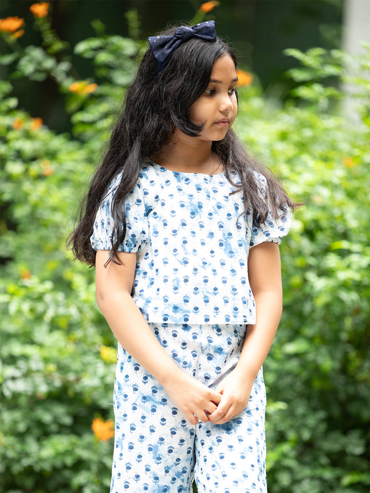 Azure Bloom - Girls Cotton Co-ord Set