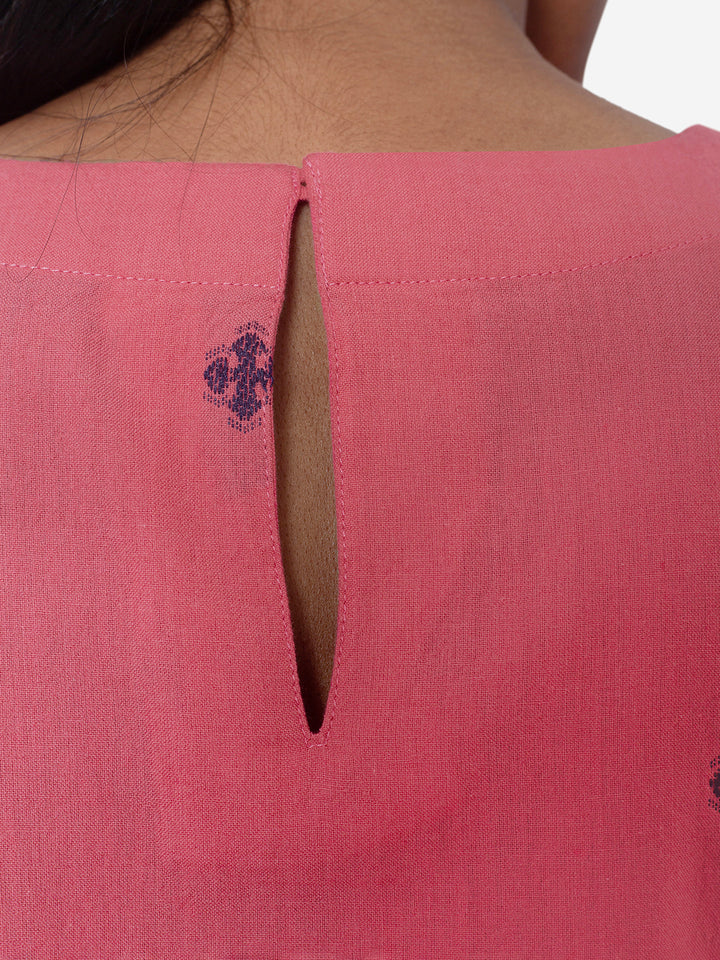 Pink shorts set, close up