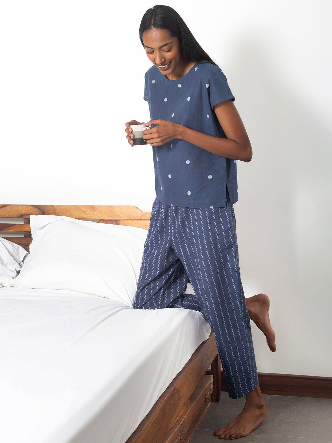 Blue Pajama  set, front angle