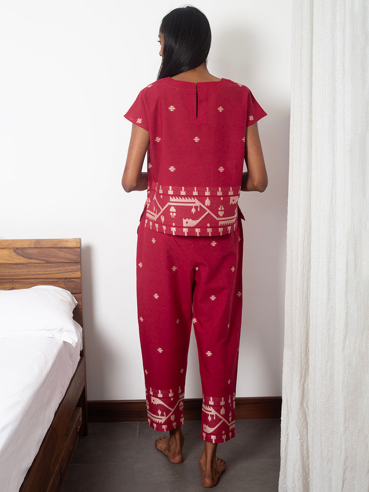 Red Pajama set, Back angle