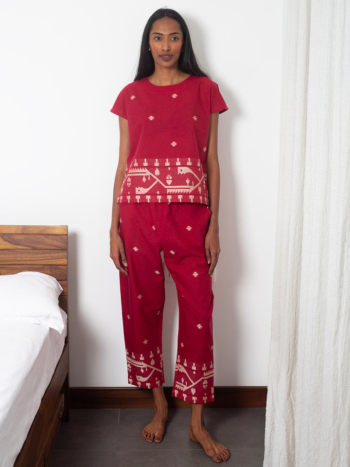 Red Pajama set, front angle