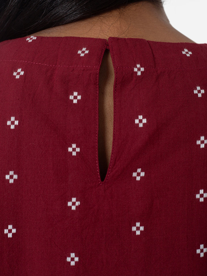 Red Pajama set, close up