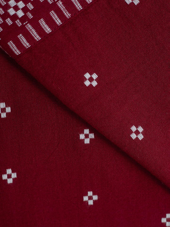Red Pajama set, fabric close up