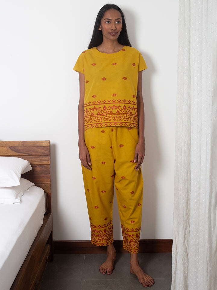 Yellow Pajama  set, front angle