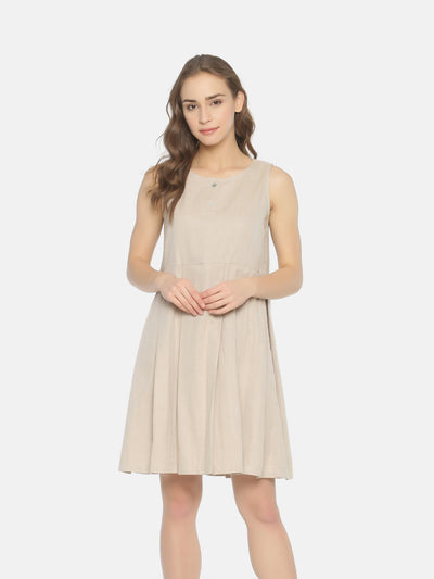 Pleated Dress Beige - Studio Y