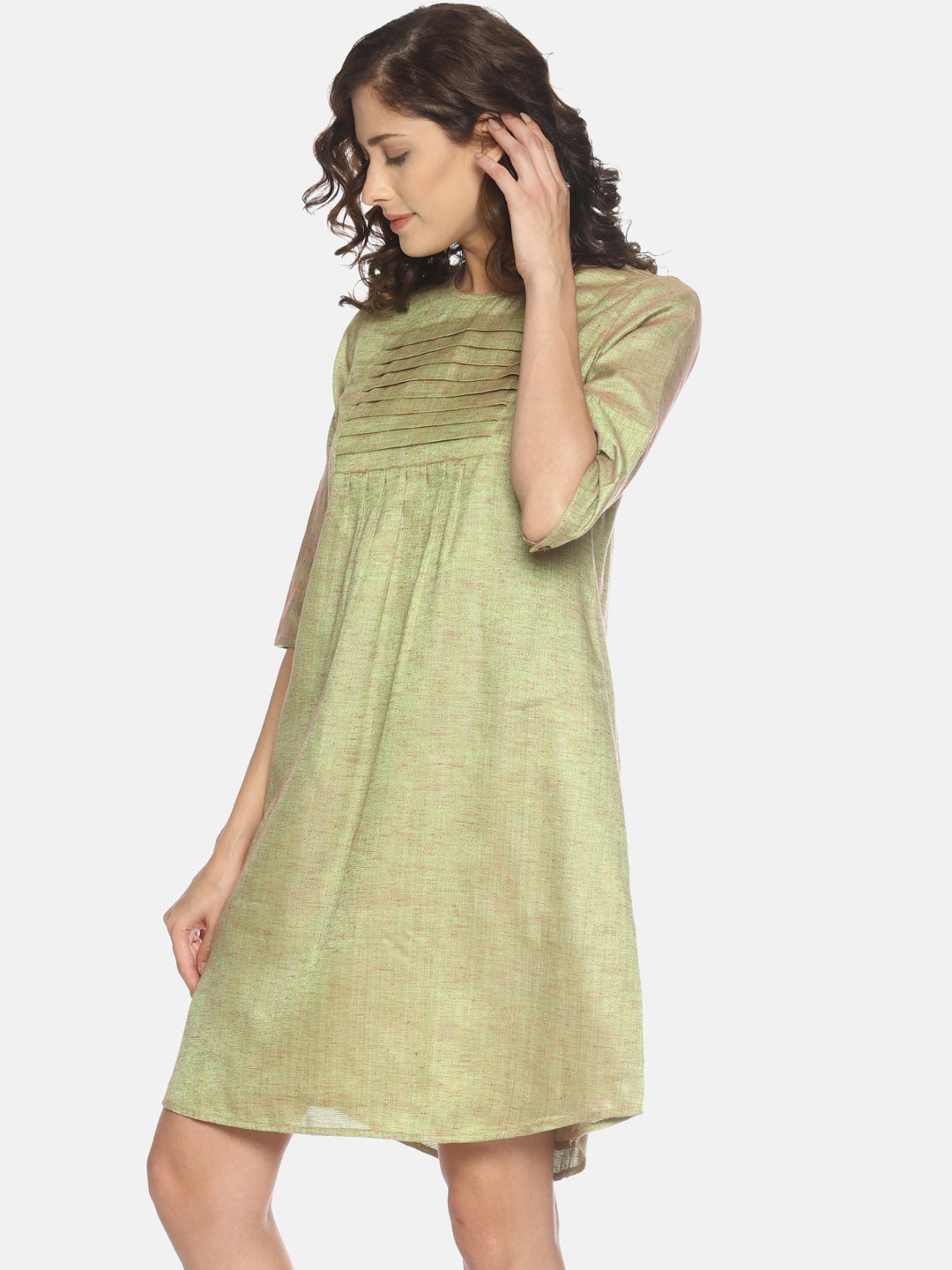 Row Tuck Dress - Green - Studio Y