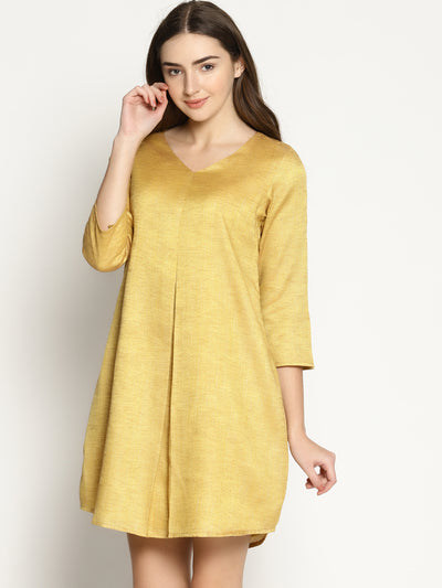 Mid Pleat Dress - Yellow - Studio Y