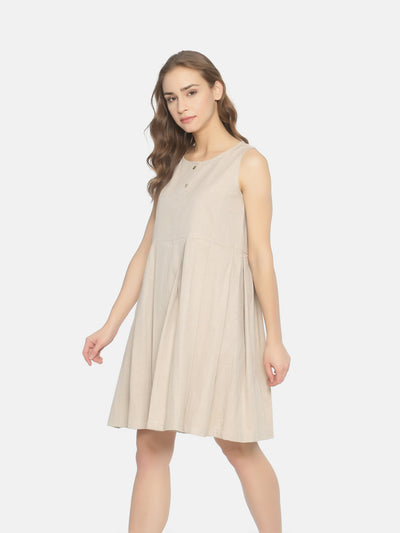 Pleated Dress Beige - Studio Y