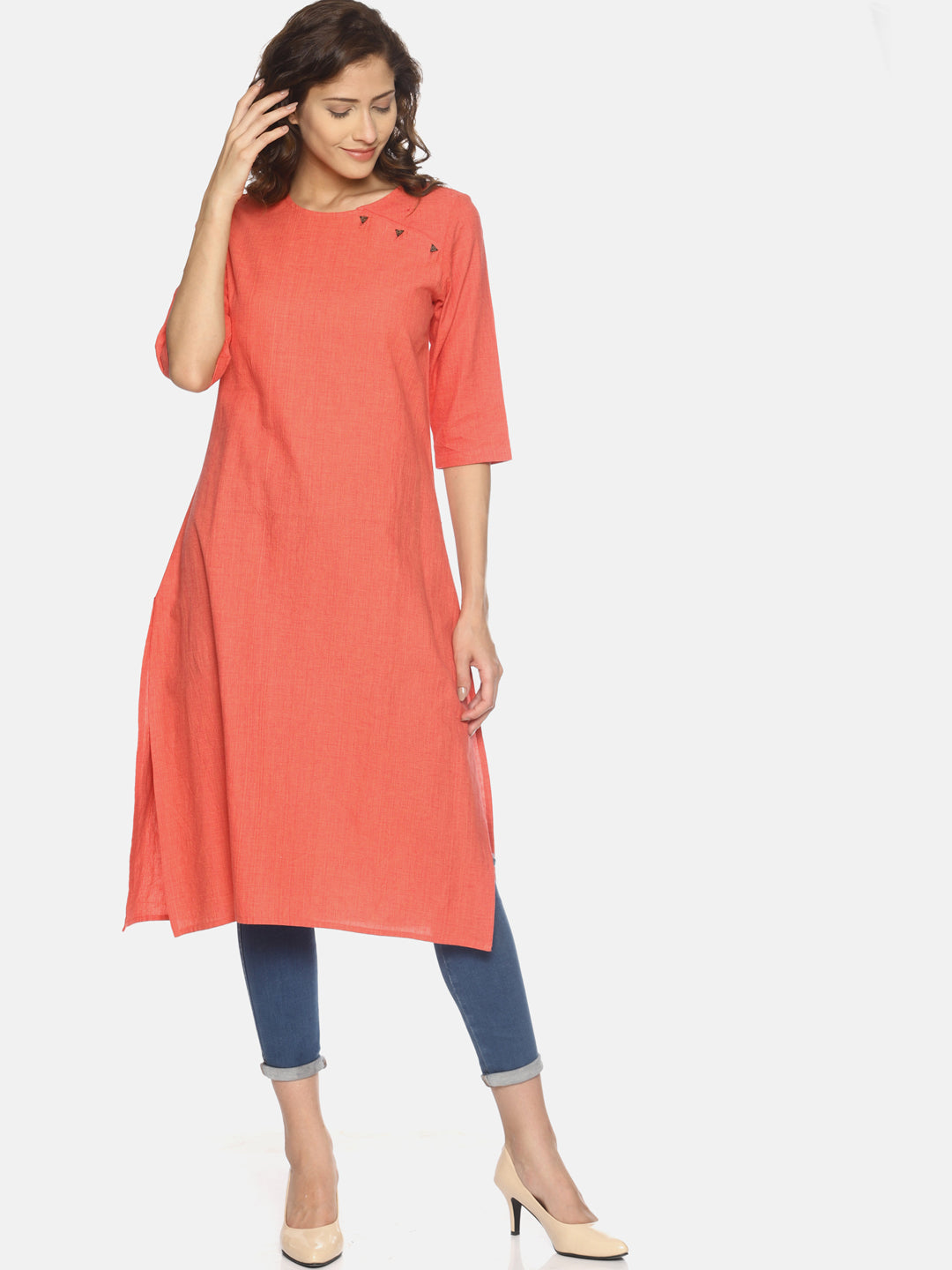 Button Neck Kurta - Studio Y