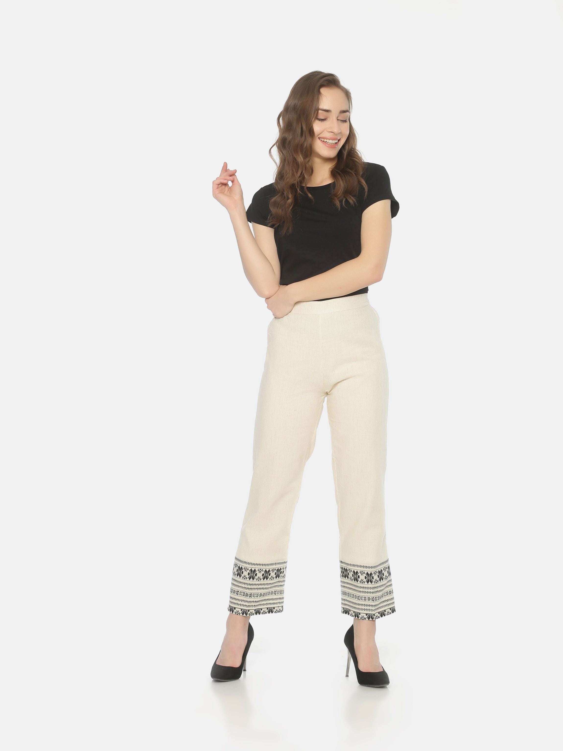 Casual Cotton Linen Pants Women Elastic Waist Vintage Printed Loose Ankle  Length Trousers Spring … | Linen pants women, Cotton linen pants women,  Casual linen pants