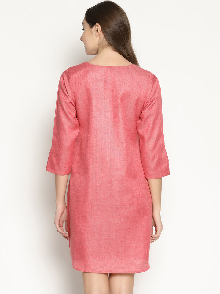 Pink Pleat Dress. Back angle