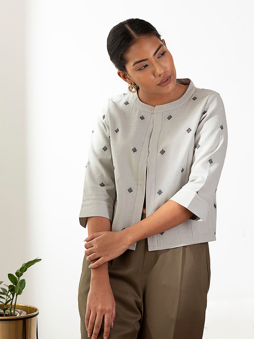 Label Y Looms Cape Black Bhutta Cotton Jacket