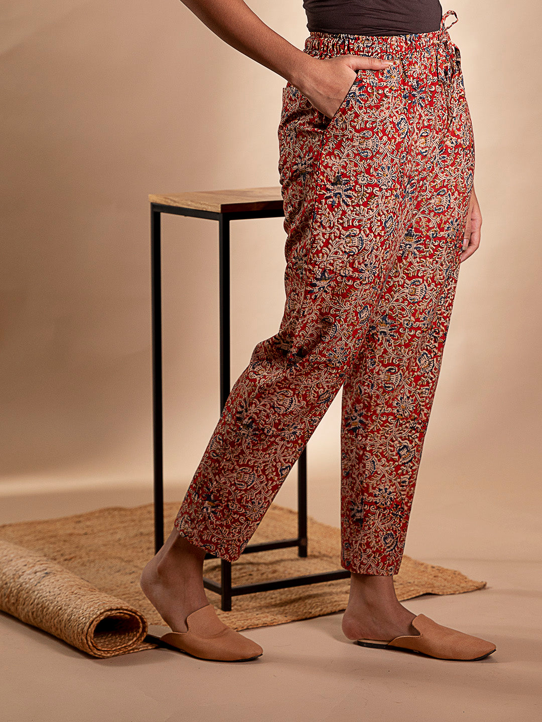 Label Y Looms Trouser Printed Cotton Pants Red
