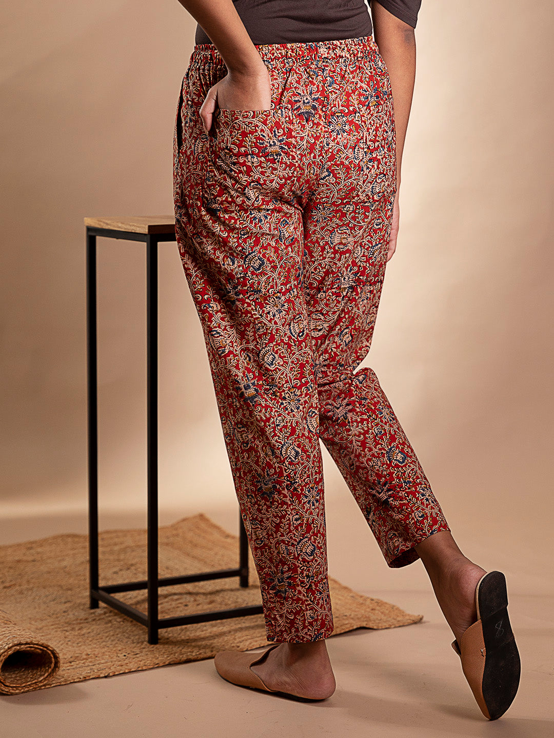 Label Y Looms Trouser Printed Cotton Pants Red